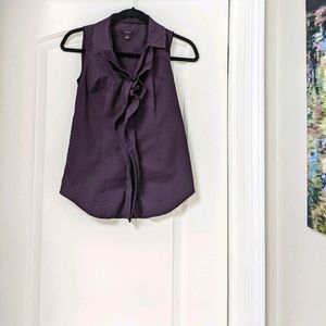ANN TAYLOR Eggplant Ruffle Sleeveless Top, sz 0